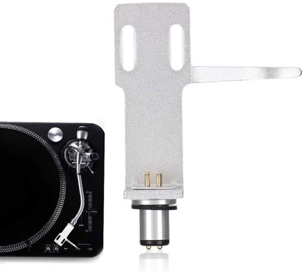 Platenspelert headshell - Pick-uphuis - Muziek afspelen - Universele montage - 64 cm lengte - Zilver