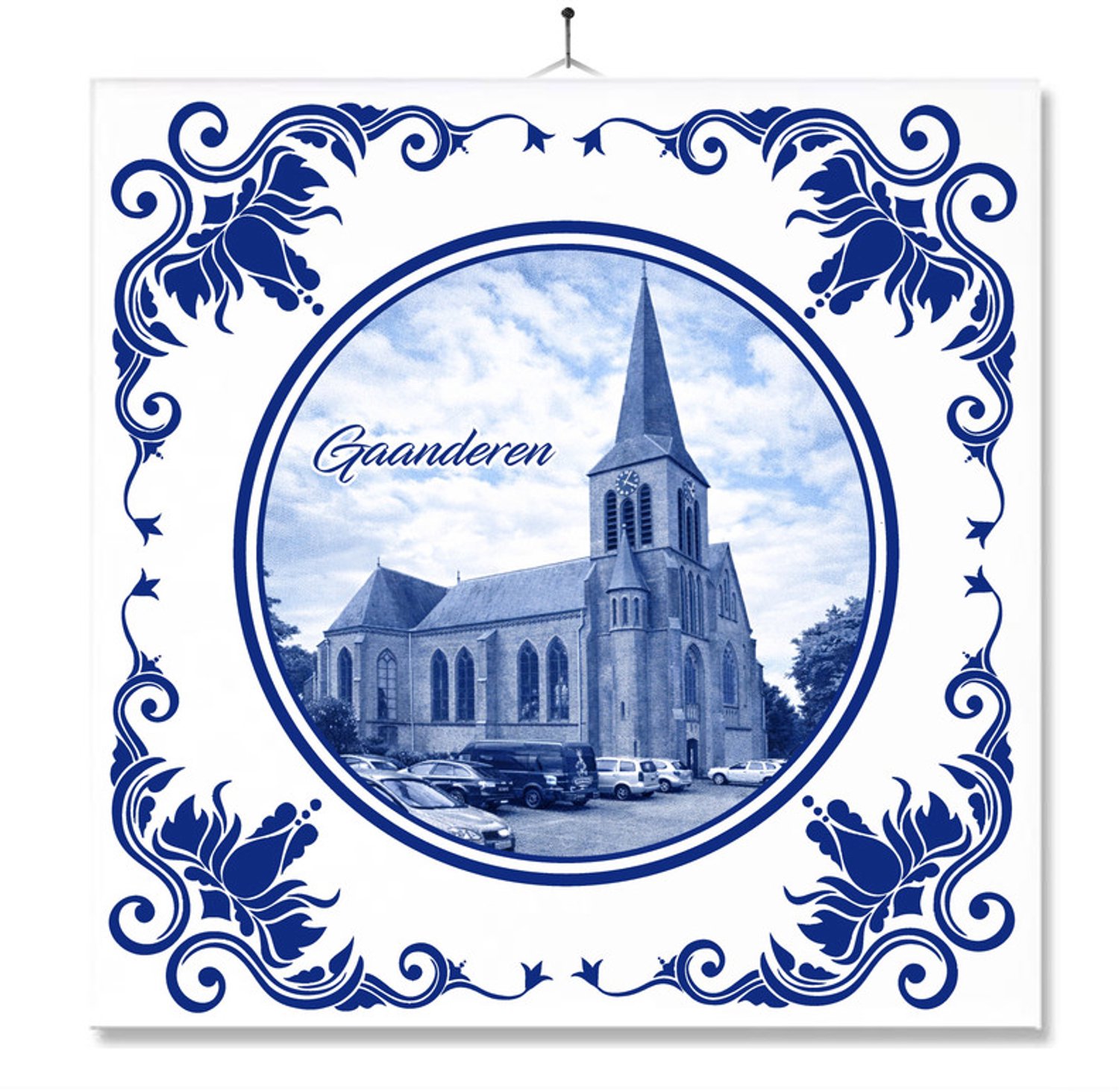 MC Living Tegel Met Opdruk | Gaanderen | Delft Blauw | Cadeau | Inclusief Geschenkdoos | Standaard | Ophangsysteem Multi-Color