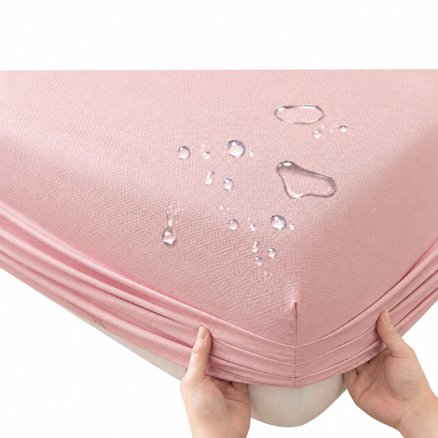 SWGOTA Waterdicht hoeslaken van geborstelde stof, roze, 100 x 200 cm, voor matrassen tot 30 cm hoog, 1 stuk