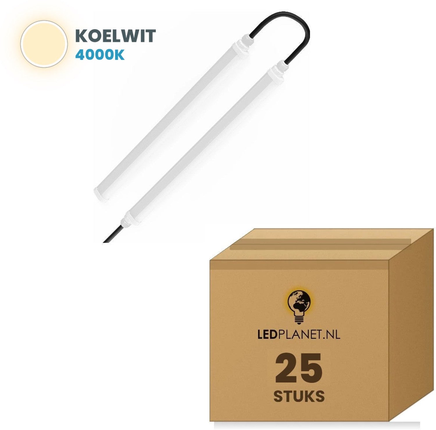 Tsong TL armatuur Tri Proof 1500mm 25 stuks - 45W 6300lm - Koelwit 4000K - Koppelbaar - IP65 IK08 - 230V