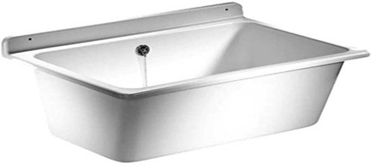 Wastafel met overloop - Waskom kunststof - Badkamer renovatie - Slagvast weerbestendig - 54 cm boven - Wit