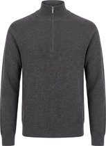 Vercate - Quarter Zip / Half Zip Trui Heren - Donkergrijs - Cashmere Blend - Ribpatroon - Regular Fit - Maat L