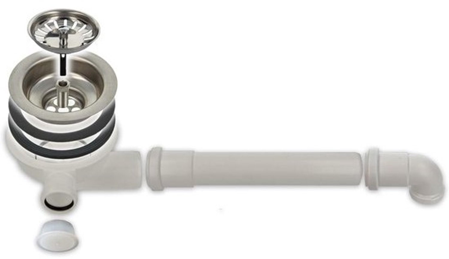 RVS Spoelzeefkorfventiel 3 1/2 inch met Afvoer voor Vaatwasser of Overloop