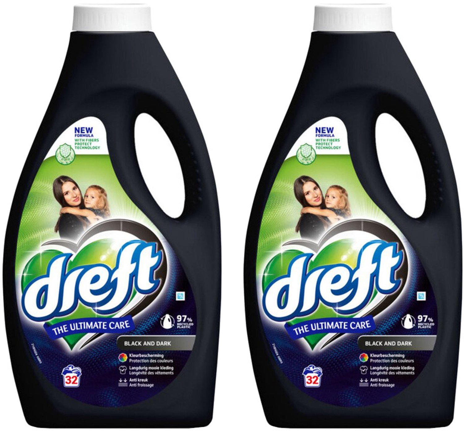 Dreft The Ultimate Care Black and Dark - Multipack - Wasmiddel - 2880 ml (2x1440ml) - 64 (2x32) Wasbeurten