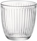 Verre à boire Bormioli Rocco en verre transparent avec nervures verticales, 290 ml.