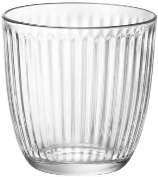 Verre à boire Bormioli Rocco en verre transparent avec nervures verticales, 290 ml.