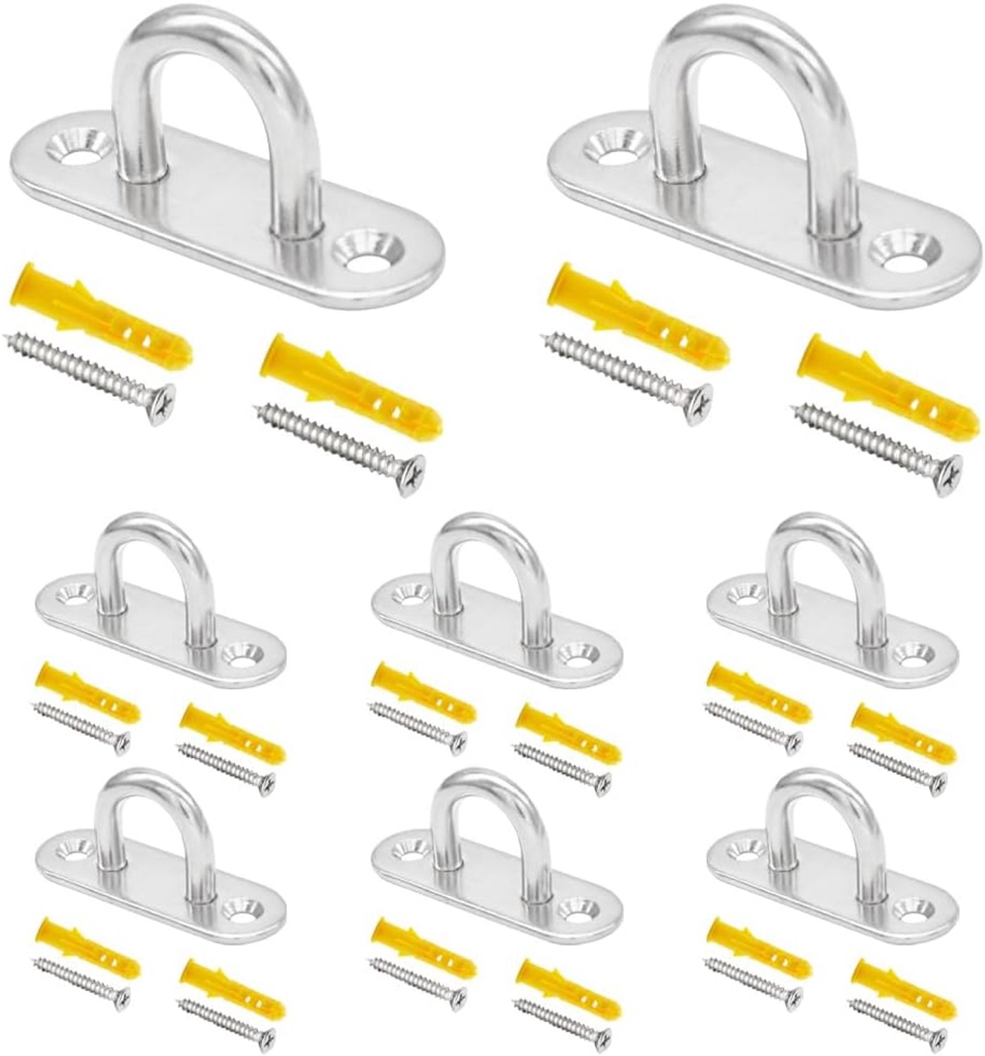 Pad Eye Plate U Haakjes 8 Stuks - M6 304 RVS - Waterproof en Roestvrij - Voor Hangende Bevestigingen - ShopVlot