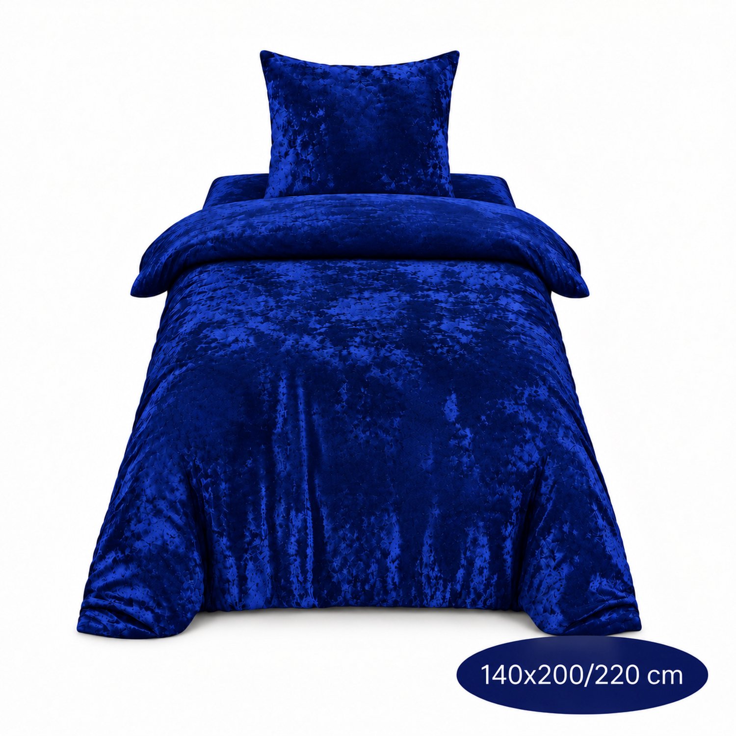 Roden Blue - Crushed Velvet Dekbedovertrek - 140x200/220 - Eenpersoons - Blauw - Luxe Velours - Extra Zacht - Incl 1 Kussensloop