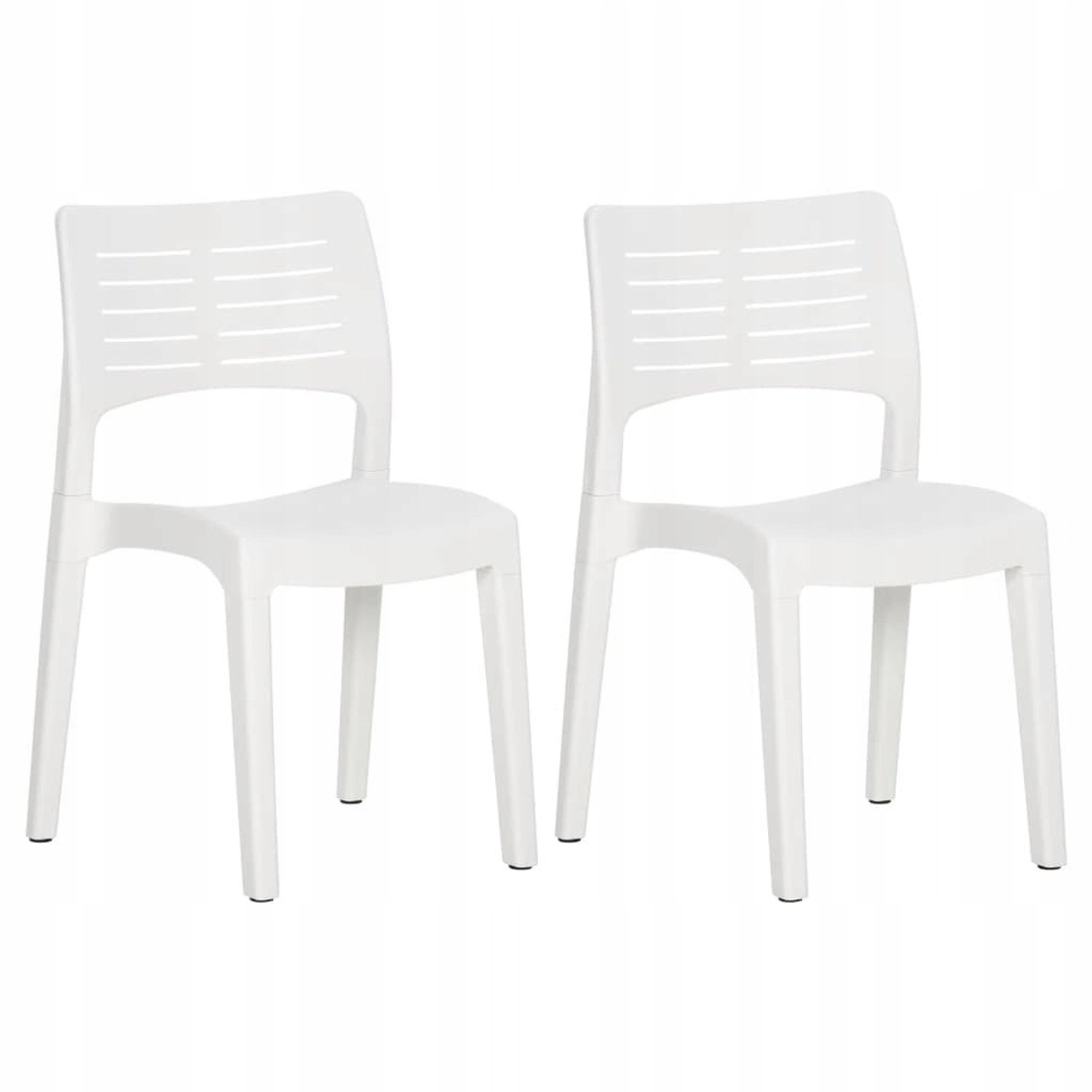 2x Witte Tuinstoelen Stapelbaar PP Comfortabel Balkon Terras