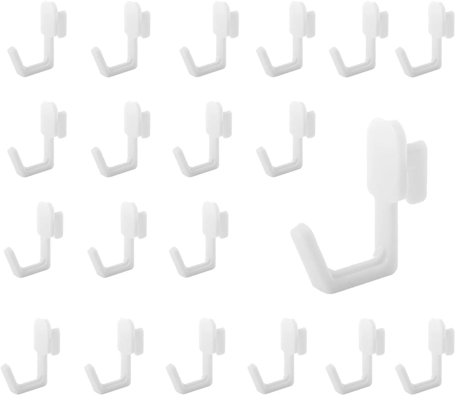 Perforatiepaneel haakjes 20 stuks - J-vormige witte haken - Duurzaam HIPS materiaal - Ideaal voor garage organizer - ShopVlot
