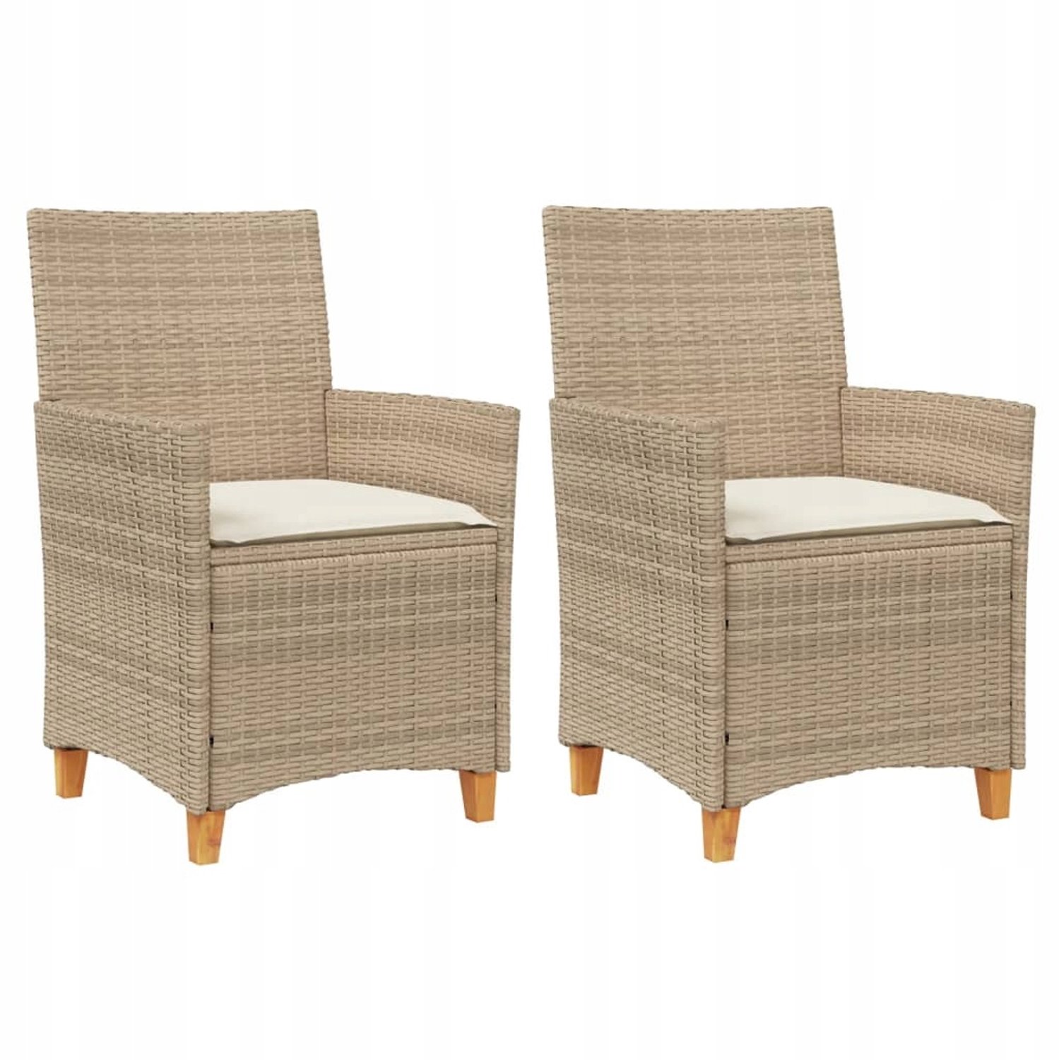 2x Tuinstoel Polyrattan Bruin met Comfortabele Kussens