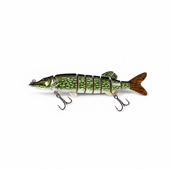 S&D | Snoek kunstaas Set 12.5 cm / 18.5g - 8-delige swimbait - Groen / Geel /Bruin — afbeelding 5