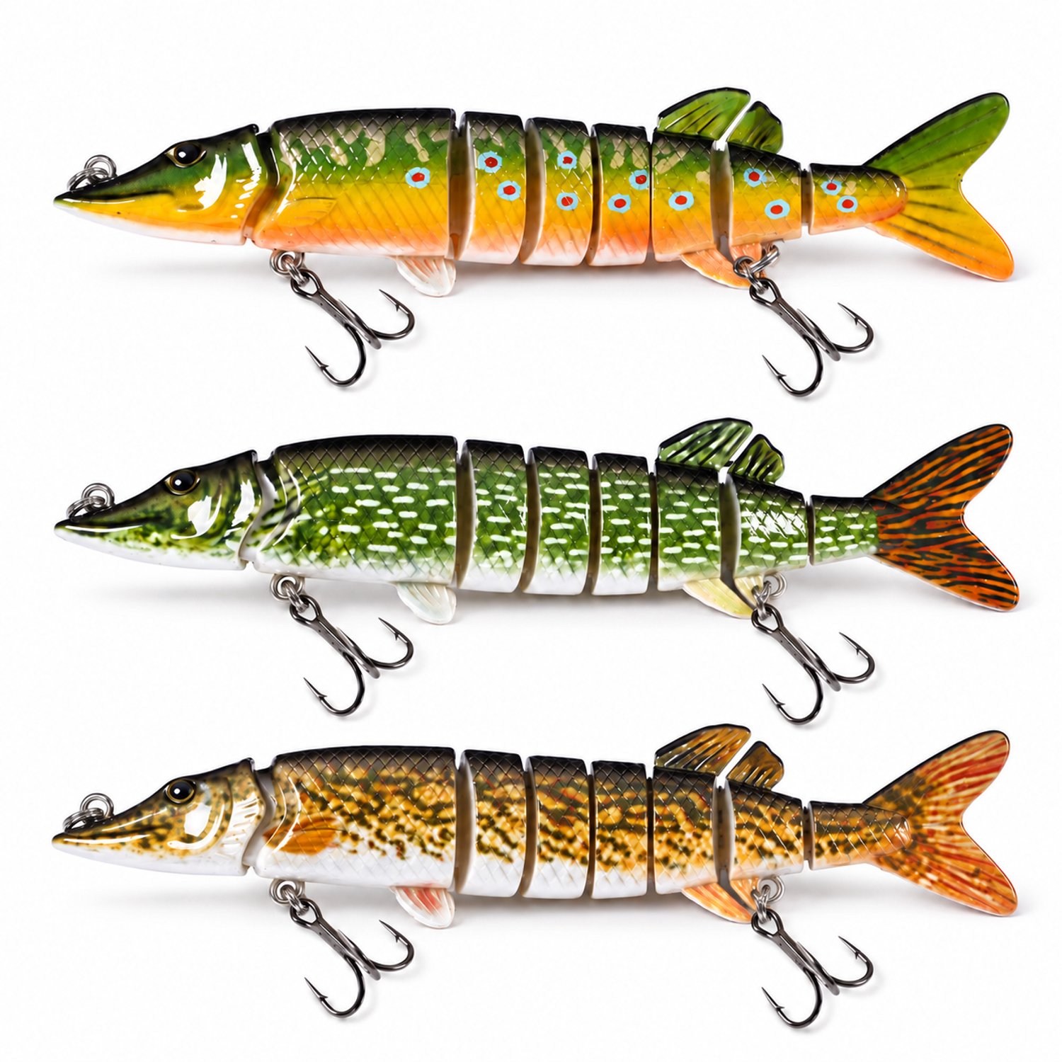 S&D | Snoek kunstaas Set 20 cm / 67g - 8-delige swimbait - Groen / Geel / Bruin