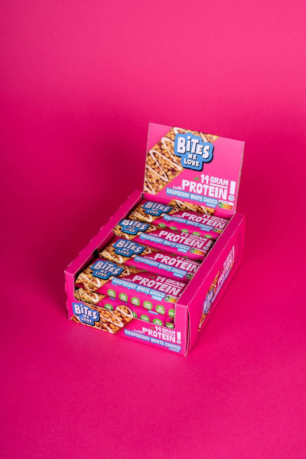 BitesWeLove Protein Bar Raspberry White Choco - Eiwitreep - Nutri-Score A - Vezelrijk - 6 x 12 x50g