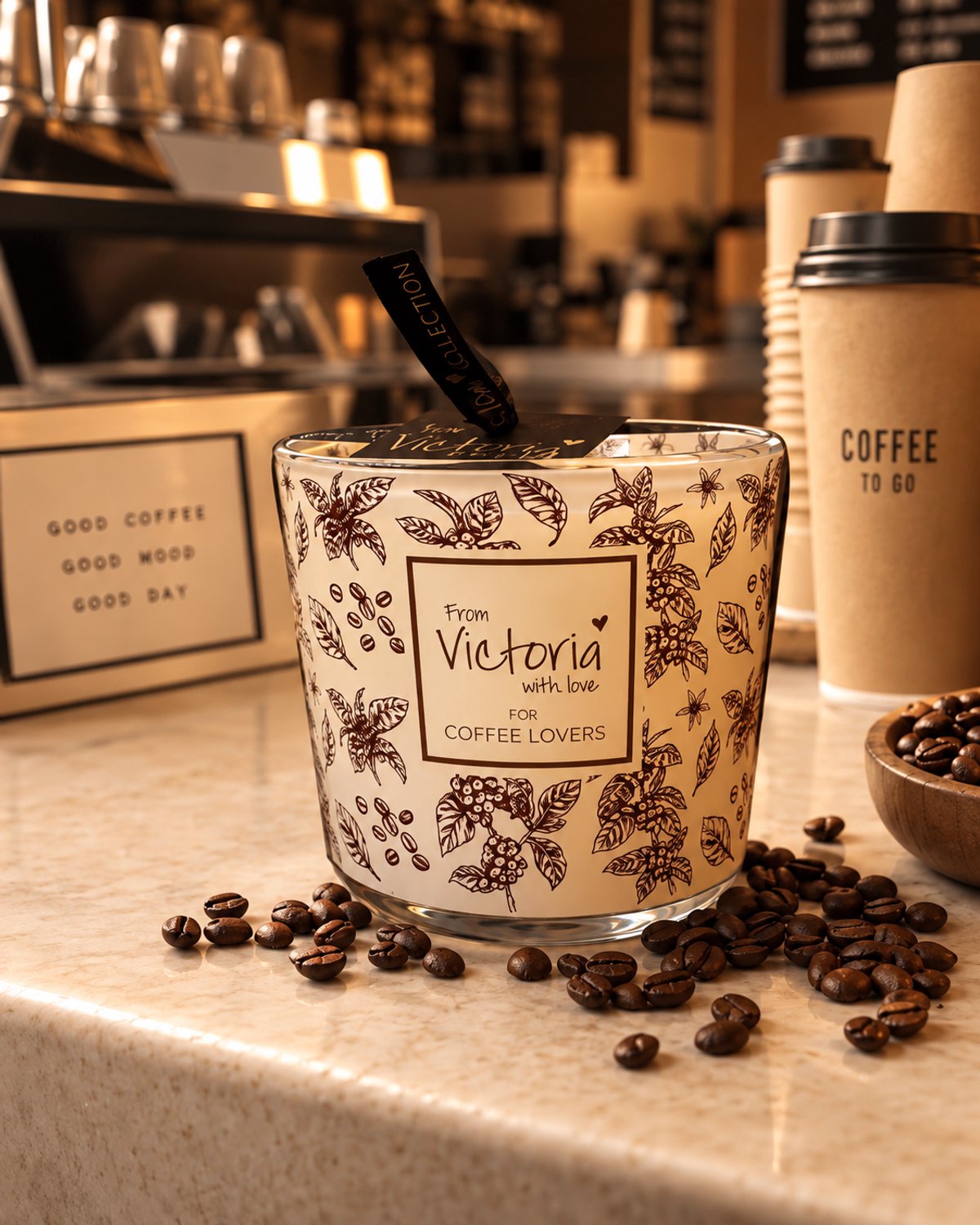 Victoria with Love Coffee Lovers Small – Limited Edition Geurkaars – Ø10 x H9 cm – 40 Branduren