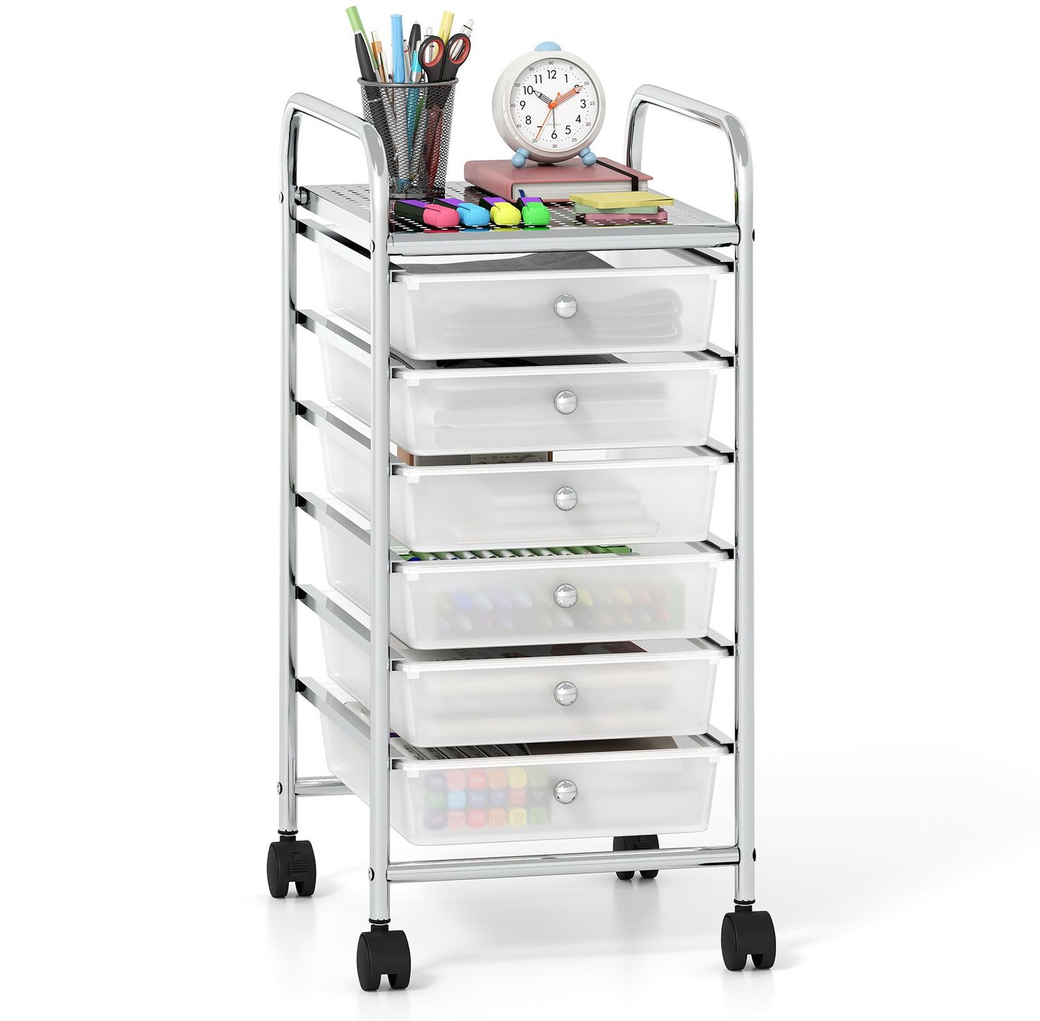 SureDeal® - Bureaukast - Rollwagen - Stapelbare Lades Rolcontainer - Verschillende Toepassingen Zoals - 38x33x66 cm - Wit