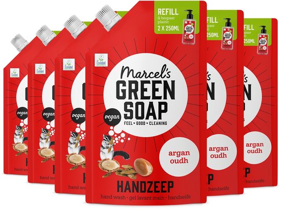 Marcel's Green Soap Handzeep Navulling - Argan & Oudh - 6 x 500ml