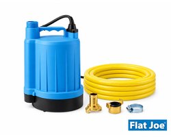 Flat Joe ® easy - vlakzuigende dompelpomp SET (5m slang 3/4" - geka's - slangklem) - vlakzuiger tot 2mm - kelderpomp - vlakzuigpomp - Plug&Play set - leegpompen zwembad - wateroverlast - hoogwater set