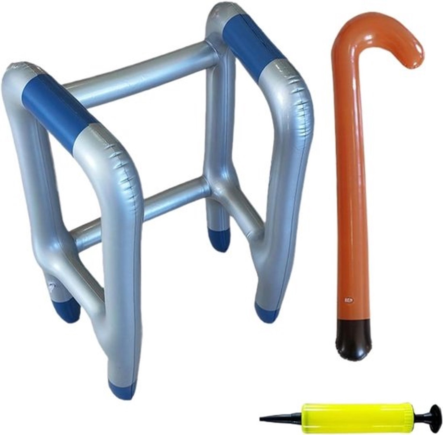 Opblaasbaar Looprek - Nep Wandelstok - Feest Accessoire - Realistische Cosplay Toevoeging - 82x50x40cm - Grijs