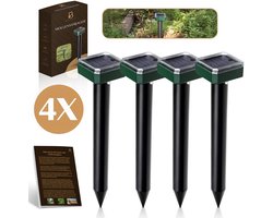 BRINSIC® Mollenverjager Set van 4 – Ultrasone Mollenverdrijver op Zonne-energie – Solar Ongedierteverjager voor Tuin en Gazon – Muizenverjager Buiten – Waterdichte Mollenbestrijding –Diervriendelijke Verjager met Bereik < 800 m² – IP55+ GRATIS E-BOOK