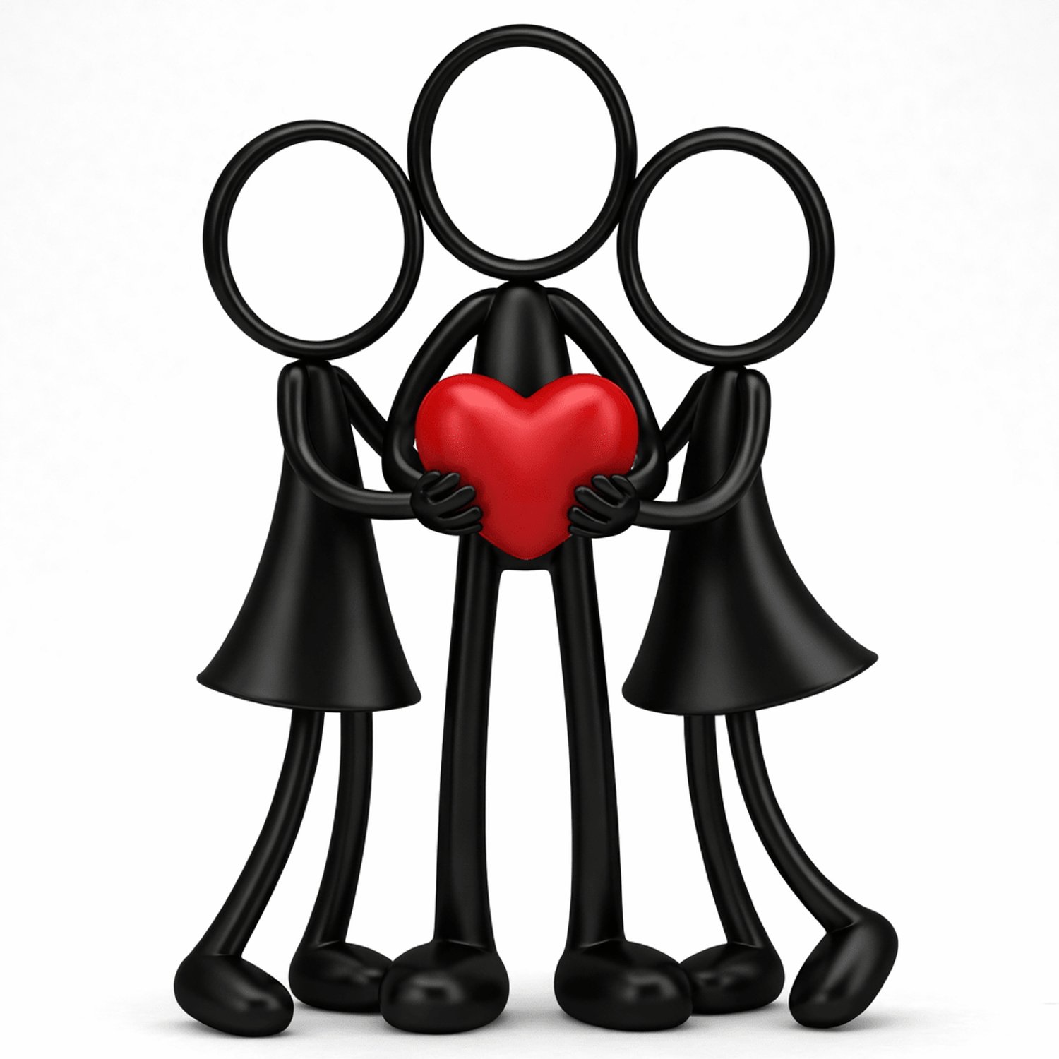 Stickyman BFF Trio - vrienden en vriendinnen - zwart-rood - 20 cm hoog