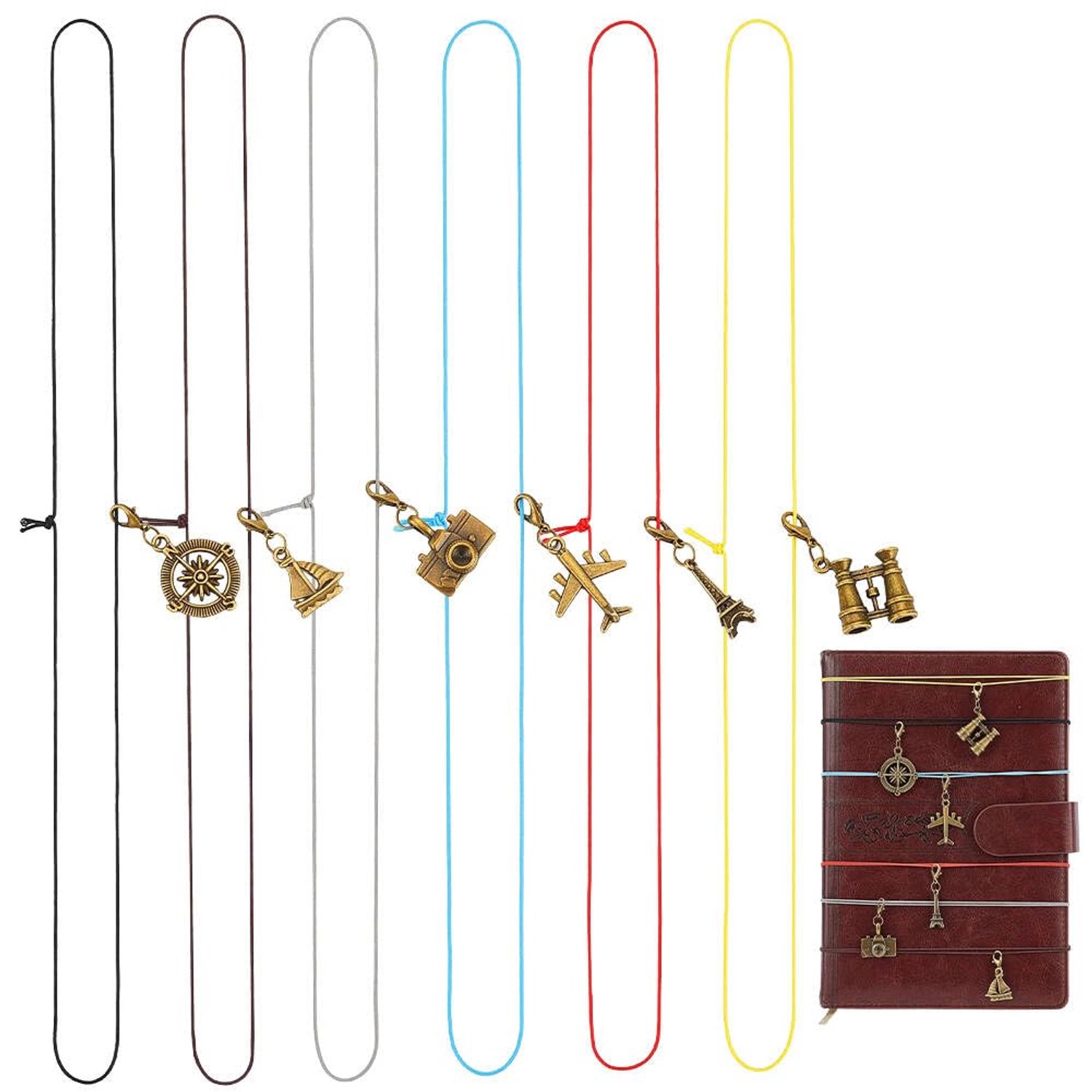 OLYCRAFT Notitieboek, elastieken met hangers, notitieboeken, dagboek, hanger, verstelbare elastieken voor reizigers, notebookaccessoires, polyester