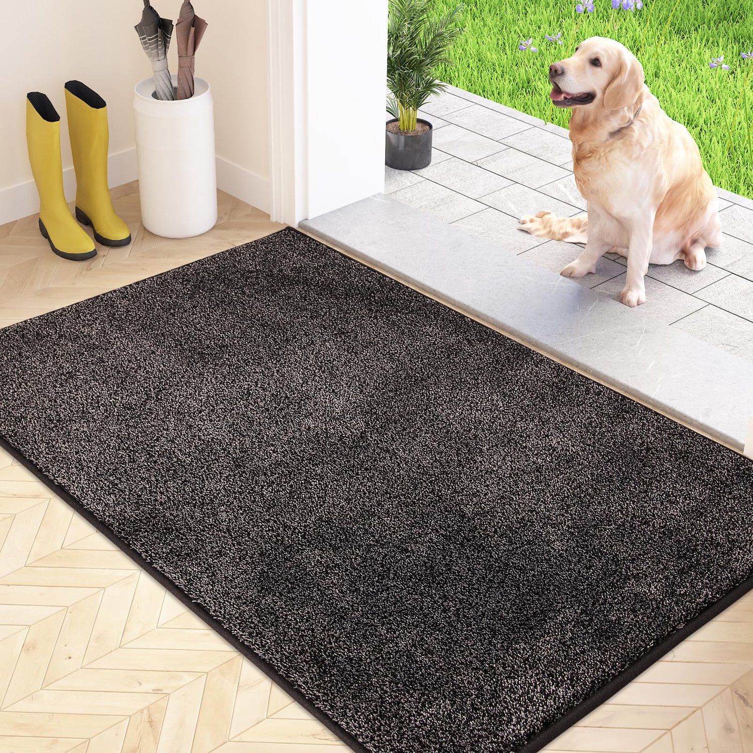 Famanu Vuilvanger voetmat, antislip en machinewasbaar, waterabsorberende en zachte microvezel deurmat voor honden, entree, deur en gang wit