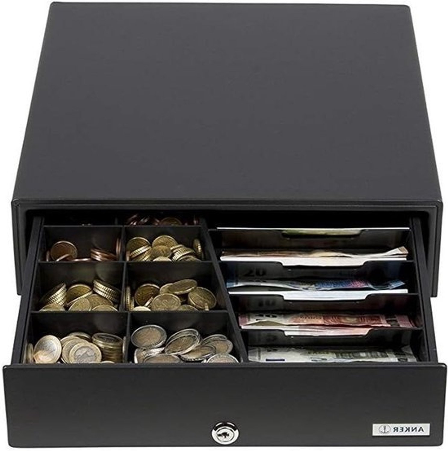 Kassalade - Geldlade - Kassasysteem - Compact instapmodel - 33x9x36 cm - Zwart-grijs