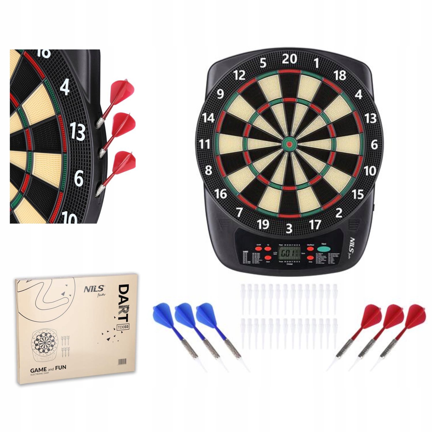 Nils Fun Elektronisch Dartbord TDE03 met 32 Spellen & 8 Spelers