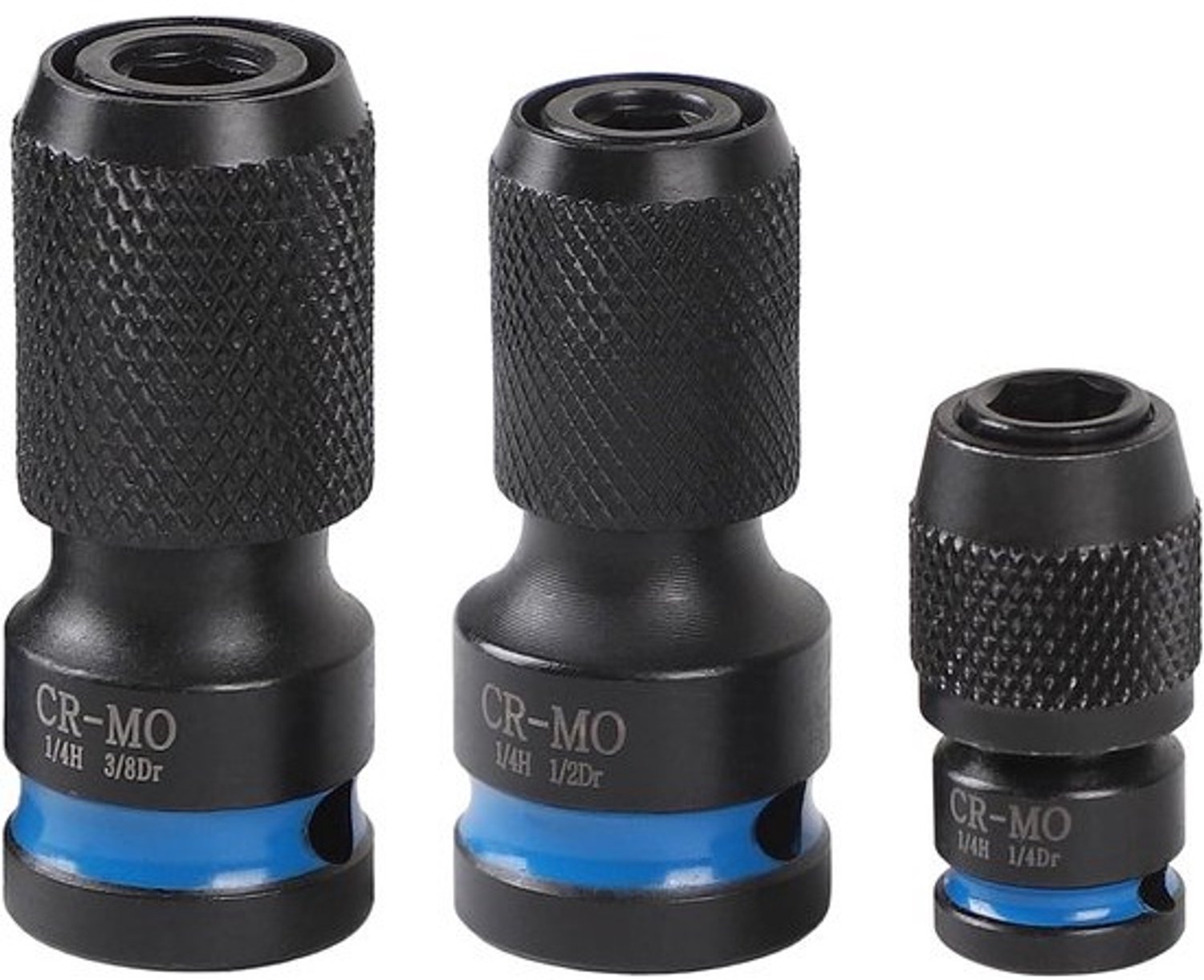 Slagmoerbitadapters Set - Dopsleutel Adapters - Gereedschap Uitbreiden - CrMo Staal Robuust - 1/4 3/8 1/2 - Zwart