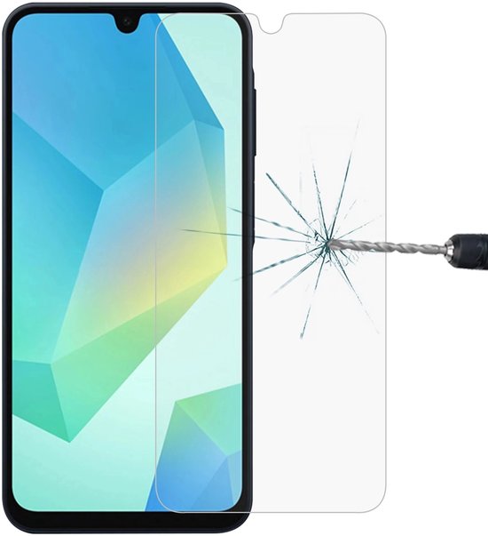 Screenprotector met gebarsten glas en boor, voor Samsung Galaxy A16.