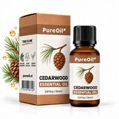 PureOil – Cederhout Etherische Olie – 15ml – 100% Puur, Natuurlijk & Vegan – Cedarwood Voor Haar | Huid | Gezicht | Scalp | Diffuser | Aromatherapie - Tegen Motten