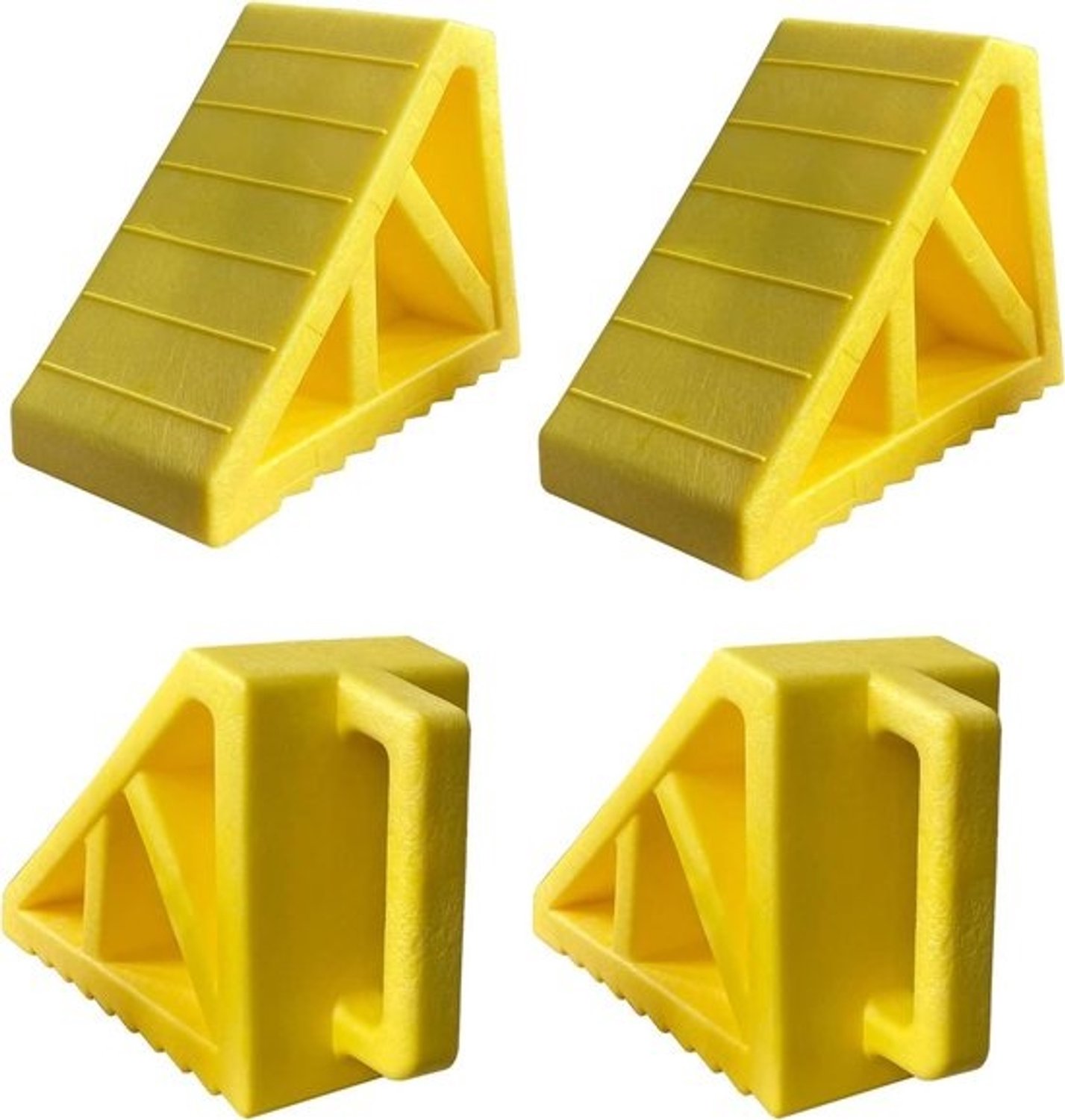 Kampeerwielchocks - Voertuigwiggen - Voertuig Stabiliseren - Zware Kwaliteit - 4 Stuks - Geel
