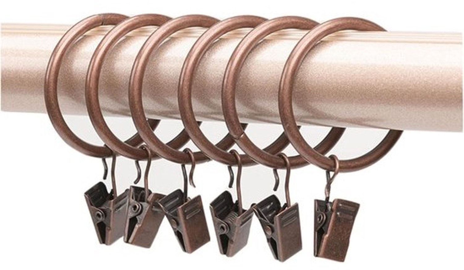 Metalen Gordijnringen - Gordijnclips - Vensterdecoratie - Met afneembare clips - Binnendiameter 63mm - Koper