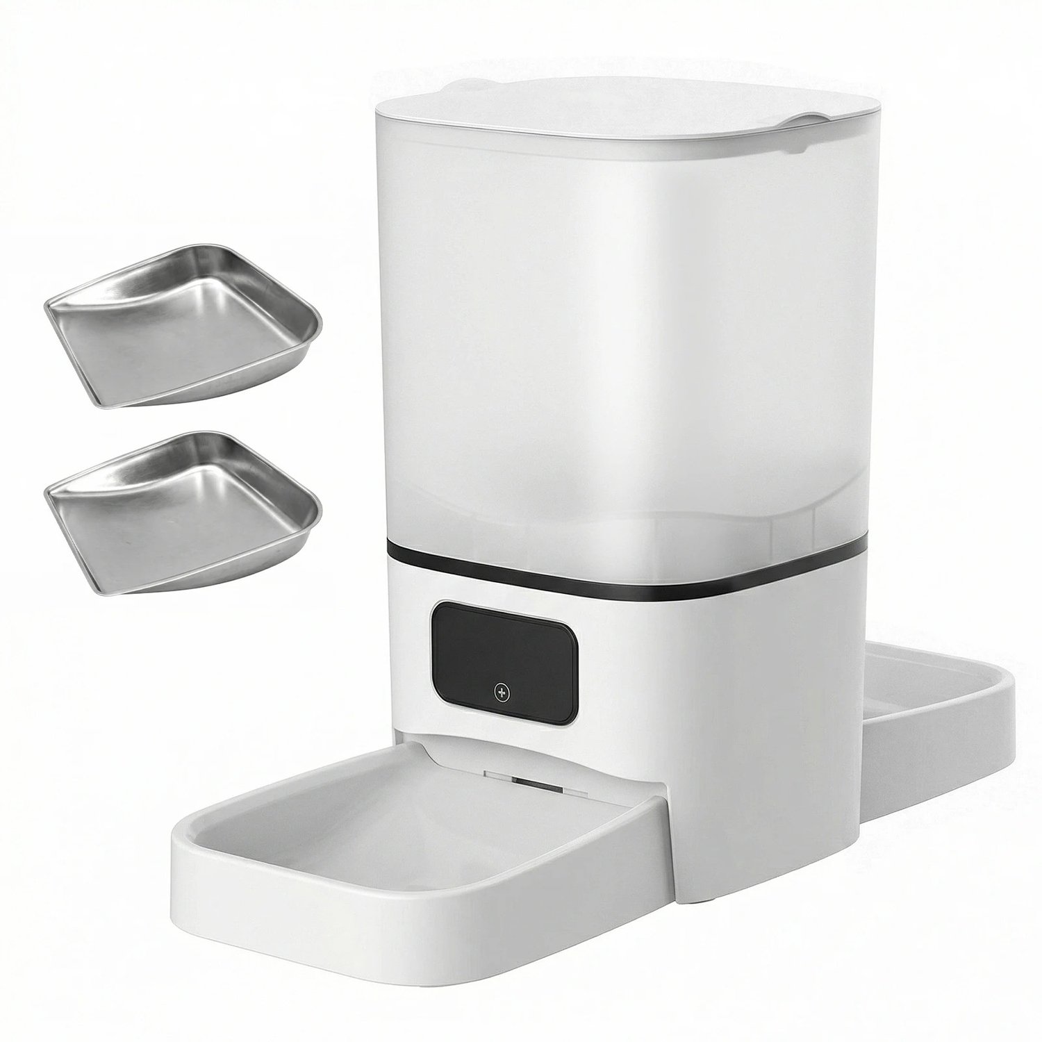 Sellino Voerbak automatisch - Voor Katten - 6 Liter - Dubbele Voerbak - Camera & App-Bediening - 19,5 x 20 x 29,3 cm - Wit