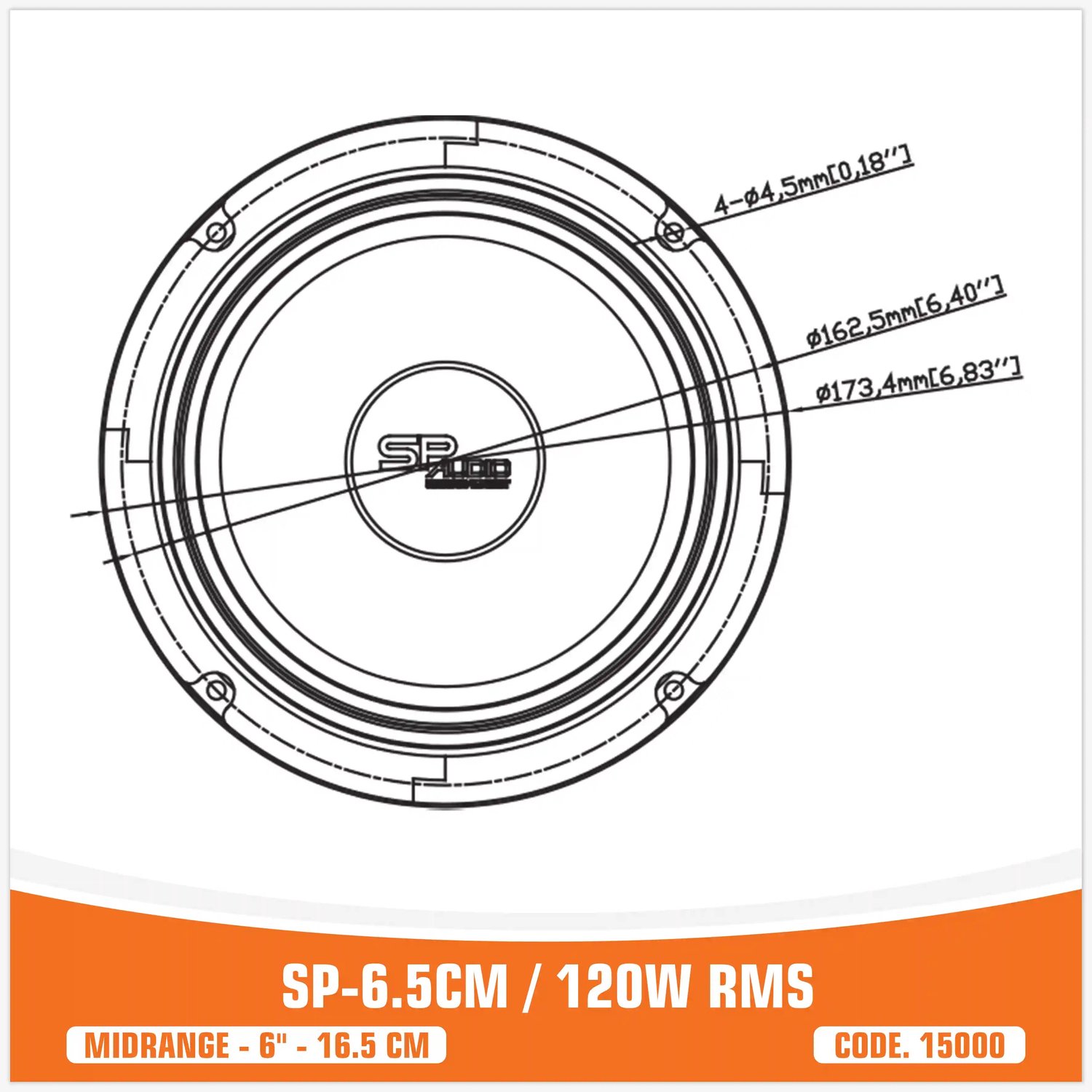 SP Audio SP 6.5CM - Speaker, Car Audio Speaker 16,5 cm (6.5 inch) - Midrange - 120W RMS - 4 Ohm - Set van 2 – foto 4