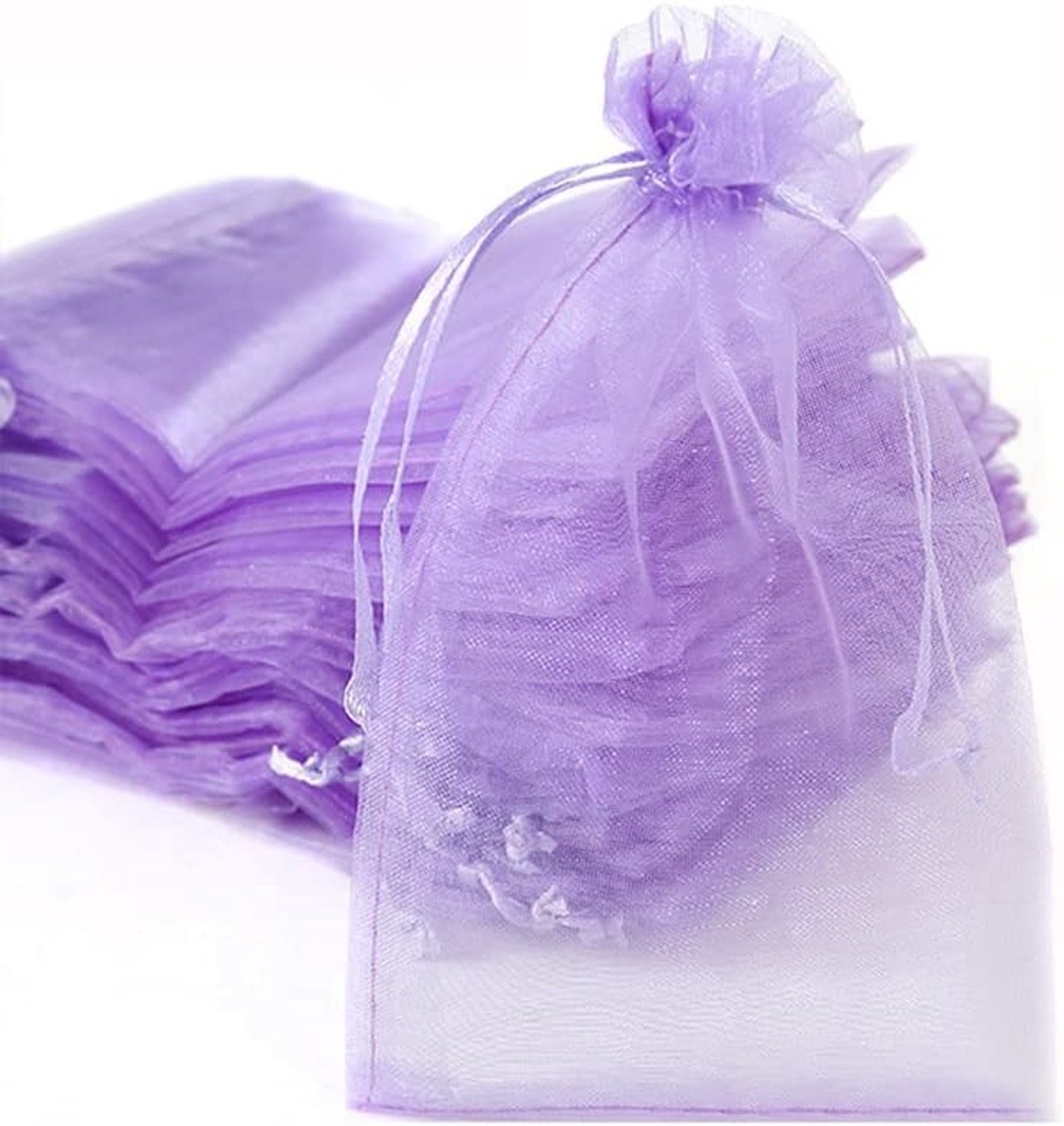 Cadeauzakjes - Lichtpaars - 9 x 12 cm - Organza met Trekkoord - Voor Feestjes en Bruiloften
