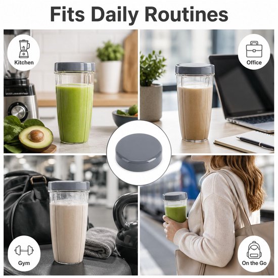 YouXunGS 2 stuks vervangende hersluitbare deksels met rubberen pakkingen, blauw Stay Fresh Flip Top Deksels Compatibel met Nutri Bullet 600W & 900W Bl — afbeelding 2