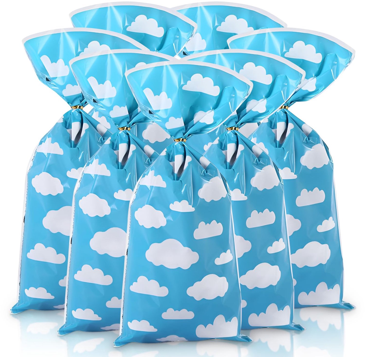Feesttassen 50 stuks blauw met wolken - zoete geschenkzakjes - voor verjaardagen en feestdagen - ShopVlot
