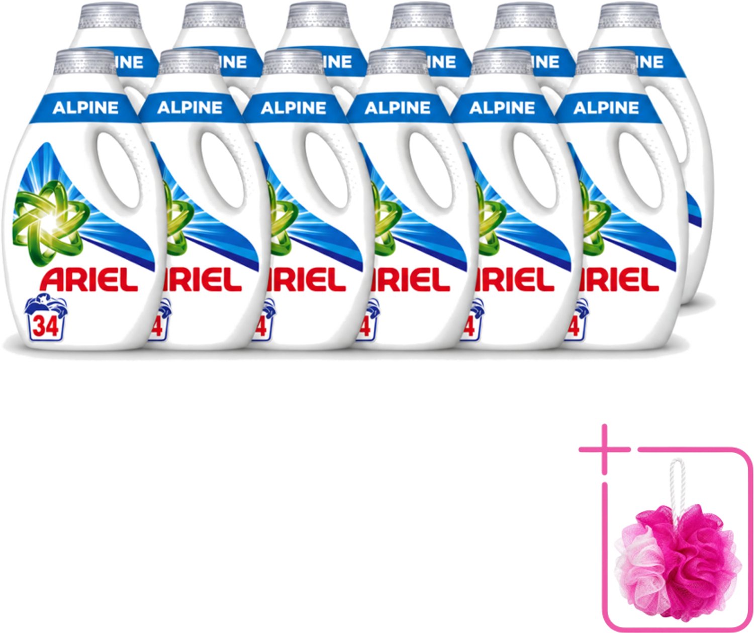 12 x Ariel – Vloeibaar Wasmiddel – Alpine – 1530 ml – 34 wasbeurten - Bulkverpakking - Ariel Alpine - Douchemop - Vloeibaar wasmiddel
