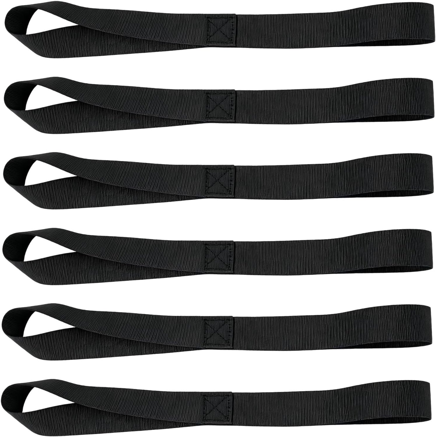 Sjorriemen Set van 6 - Zwart - 30 cm - Robuuste Polyester Riemen met Lage Rek - Voor Motorfiets, Aanhanger en Auto