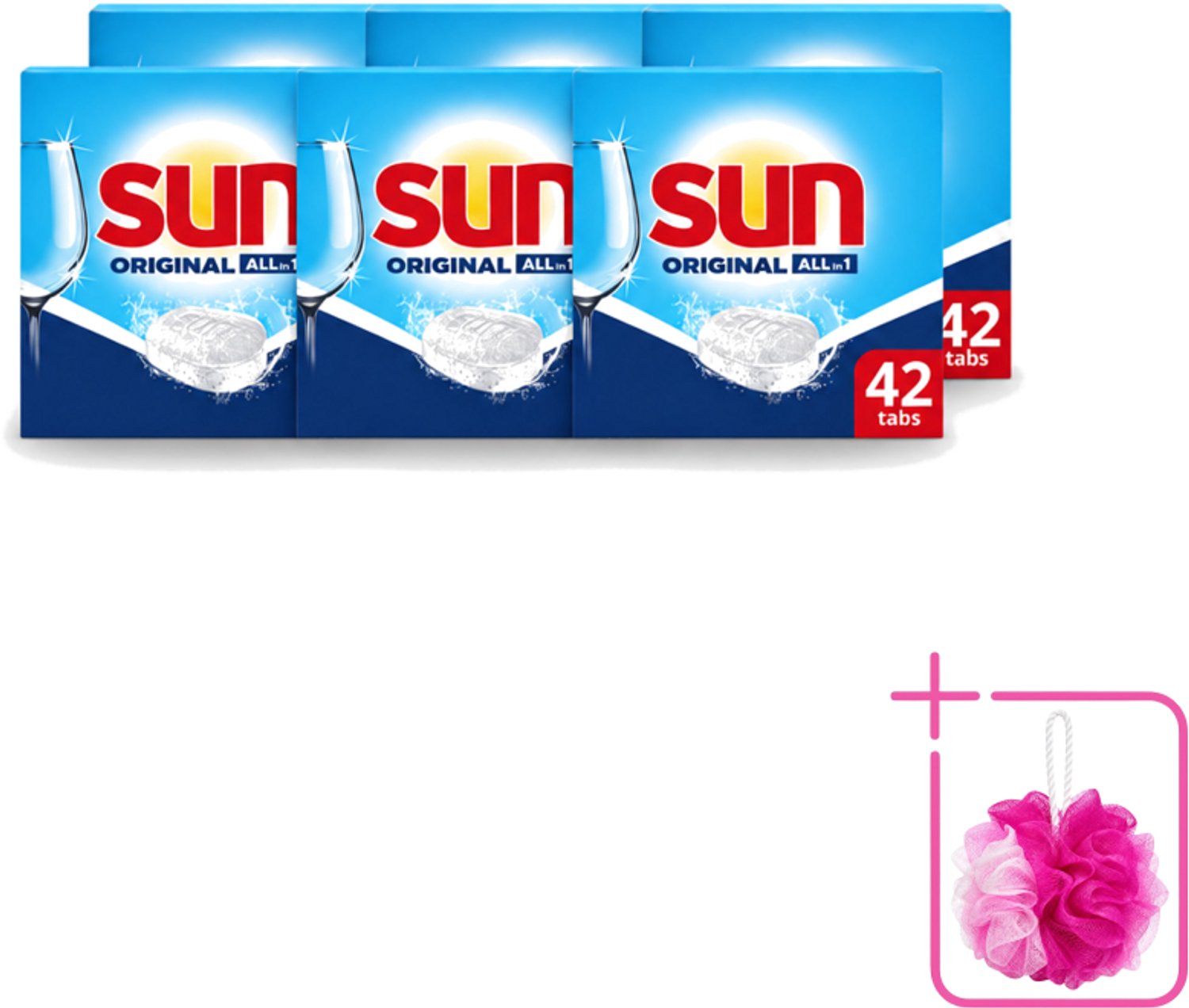 6 x Sun – Vaatwastabletten – Original – 42 tabletten - Bulkverpakking - Vaatwastabletten - Douchemop - Vaatwasser