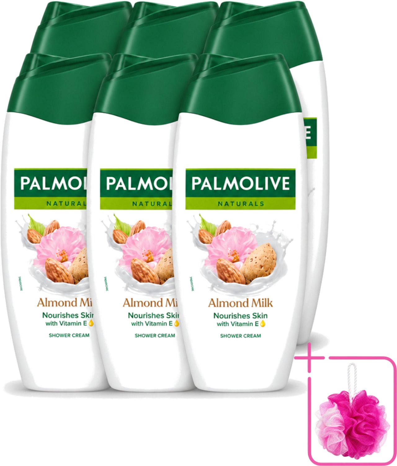 6 x Palmolive – Douchegel – Almond Milk – 250 ml - Bulkverpakking - Douchegel amandel - Douchemop - Zachte reiniging
