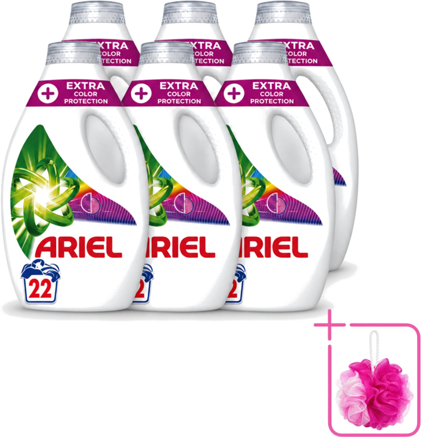6 x Ariel – Vloeibaar Wasmiddel – Extra Color Protection – 990 ml – 22 wasbeurten - Bulkverpakking - Kleurbehoud wasmiddel - Douchemop - Vloeibaar wasmiddel kleur
