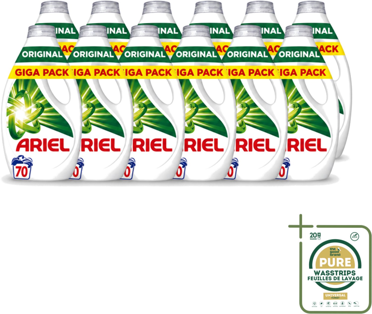 12 x Ariel – Vloeibaar Wasmiddel – Original – 3150 ml – 70 wasbeurten - Wasstrips - Vloeibaar Wasmiddel - Vlekverwijdering - Wasmiddel Voor Vlekken - Wasmiddel Voor Kleding - Wasmiddel 3150 Ml