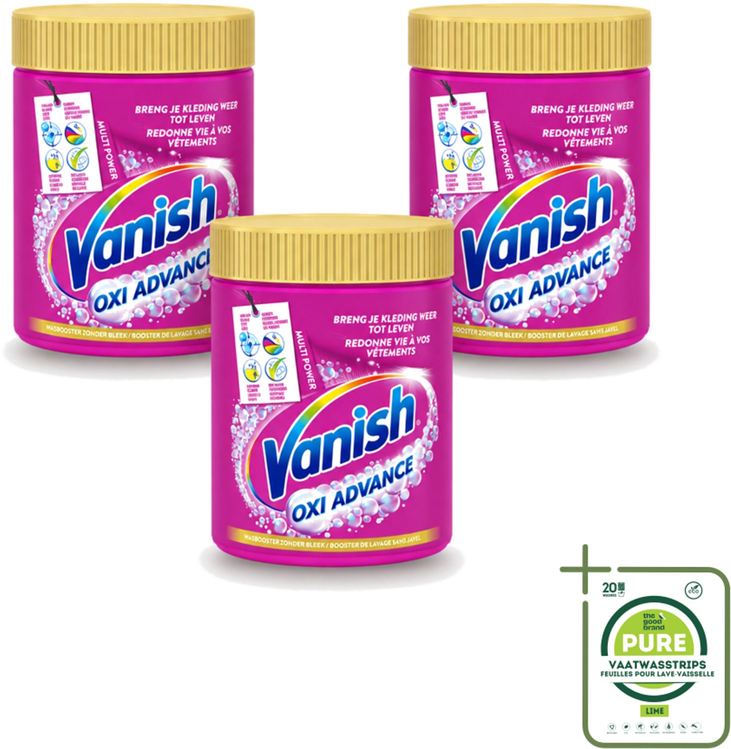 3 x Vanish Oxi Advance - Vlekkenverwijderaar Poeder - Zonder Bleek - Gekleurde Was - 840 Gram - Grootverpakking - Vaatwasstrips - Vlekkenverwijderaar - Wasbooster - Kleuroverdracht - Geurneutraliseren - Hygiëne