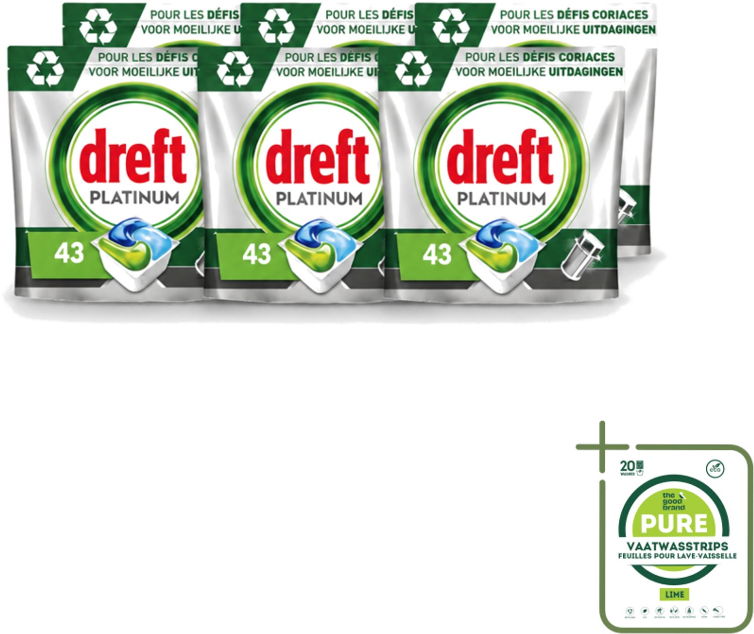 6 x Dreft Platinum - All In One - Vaatwascapsules - 43 Afwasbeurten - Grootverpakking - Vaatwasmiddel - Vaatwascapsules - Vaatwasser Reinigen - Vaatwasmiddel Capsule - Vaatwasmiddel 43 Wasbeurten