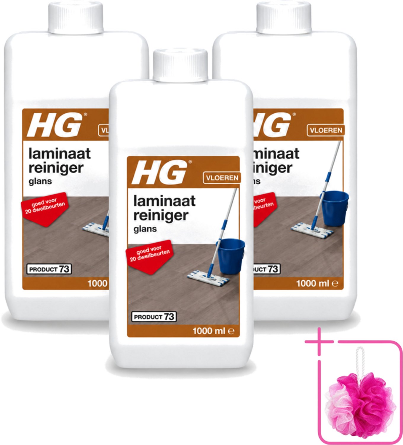 3 x HG - Laminaat, Vinyl & PVC Reiniger Glans - Concentraat - Frisse Geur - 20 Dweilbeurten - 1L - Bulkverpakking - Laminaat reinigen - Douchemop - Glans herstellen