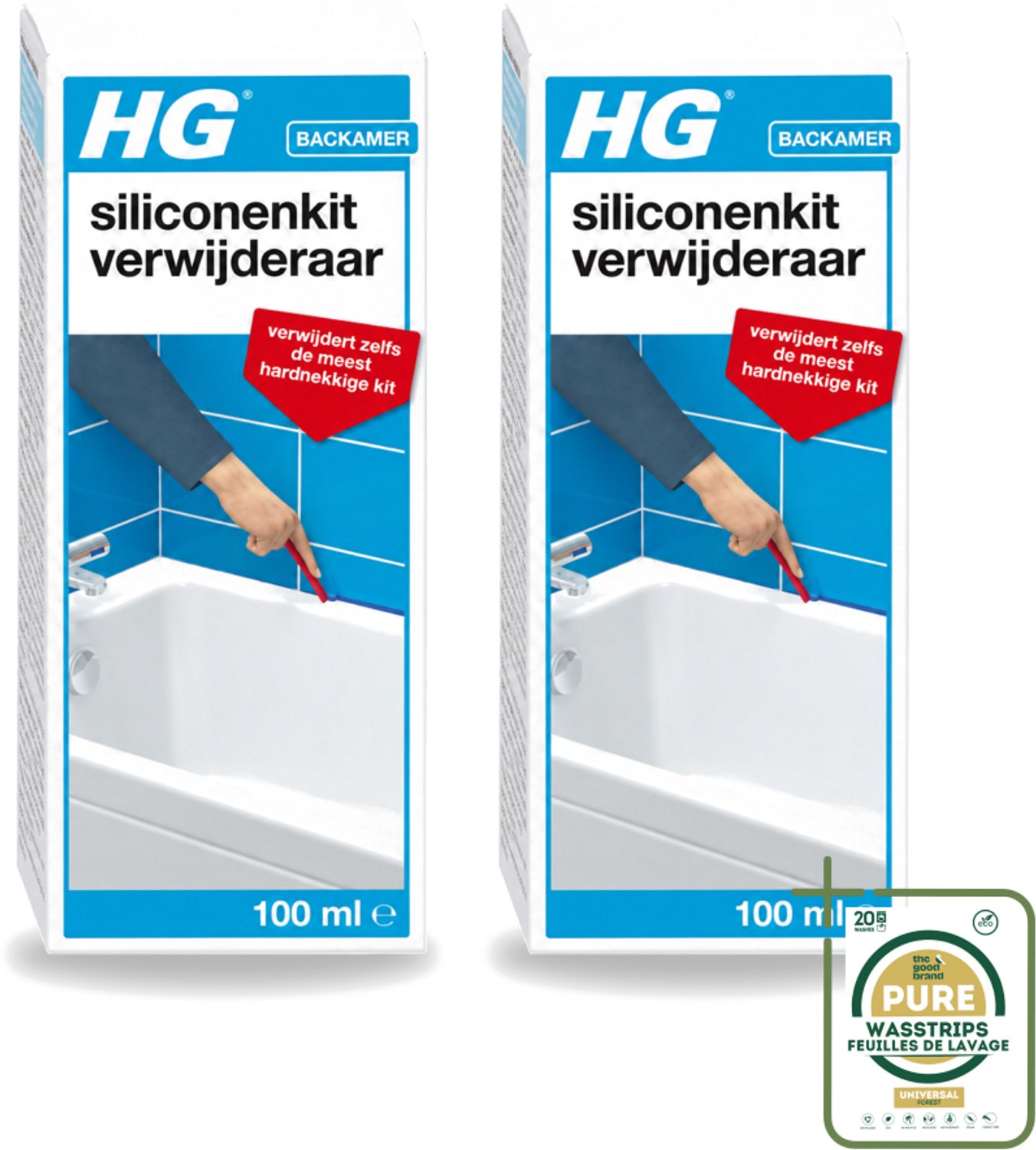 2 x HG - Siliconenkit Verwijderaar - Ook Tegen Hardnekkige Kit - Inclusief Borstel & Spatel - 100 ml - Wasstrips - Siliconenkit Verwijderaar - Kit Verwijderen - Kitresten Verwijderen - Siliconen Kit Verwijderen - Hardnekkige Kit Verwijderen