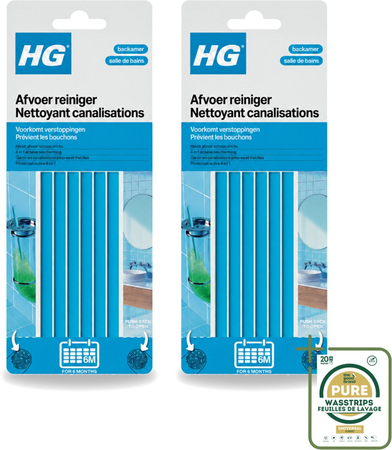 2 x HG - Afvoerreiniger Badkamer - Wasstrips - Afvoerreiniger Badkamer - Afvoer Onderhoud - Verstopping Voorkomen - Enzymen Afvoer - Vuil In Afvoer